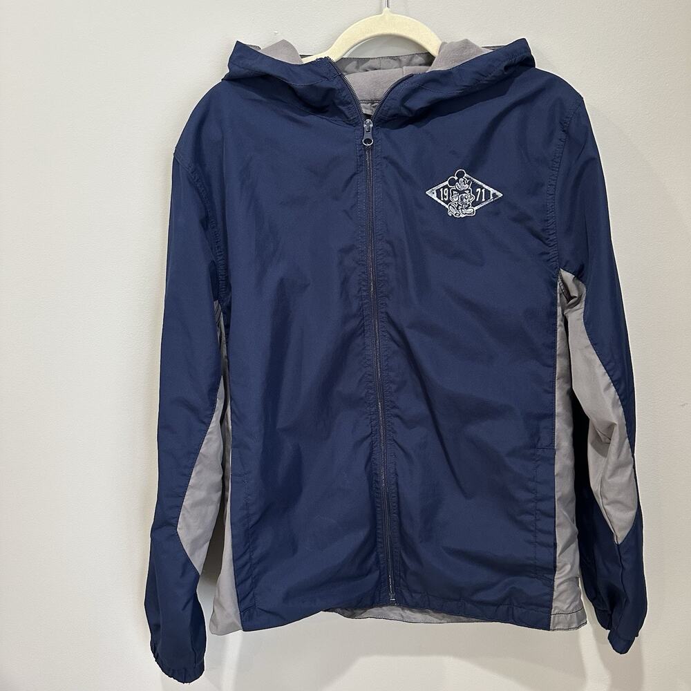 Vintage 1971 DISNEY PARKS Blue‎ Nylon Windbreaker Hooded Jacket Size S
